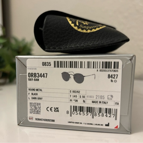New Ray-Ban RB3447 Round Metal unisex Sunglasses - Black Frame, Size 50-21 - Picture 10 of 10